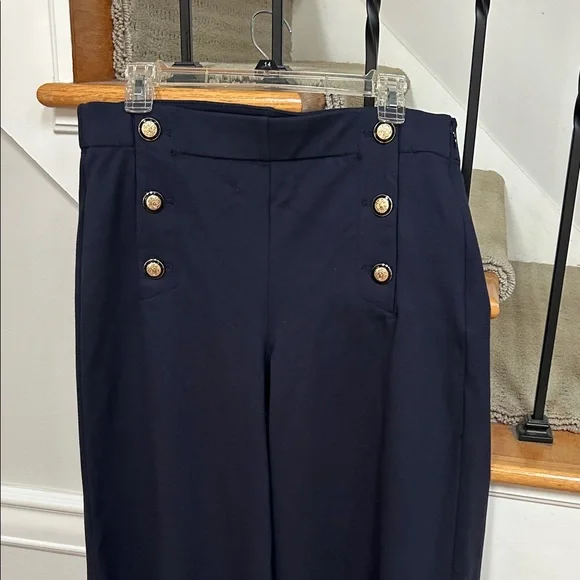 Ann Taylor Navy Blazer and wide leg pants with Gold Buttons - Picture 5 of 11